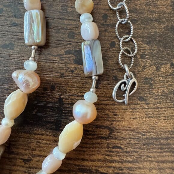 Carolyn Pollack Relios 925 Pearl & Mother of Pearl Beaded Necklace 30 - 34 inch - Picture 6 of 15